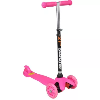 MINI SCOOTER trójkołowa hulajnoga ze świecącymi kołami, różowa MINI SCOOTER trójkołowa hulajnoga ze świecącymi kołami, różowa