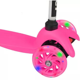 MINI SCOOTER trójkołowa hulajnoga ze świecącymi kołami, różowa MINI SCOOTER trójkołowa hulajnoga ze świecącymi kołami, różowa