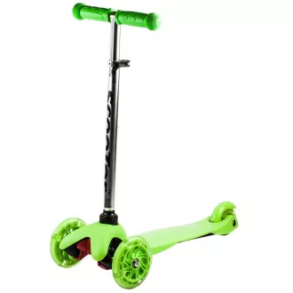 MINI SCOOTER trójkołowa hulajnoga ze świecącymi kołami, zielona