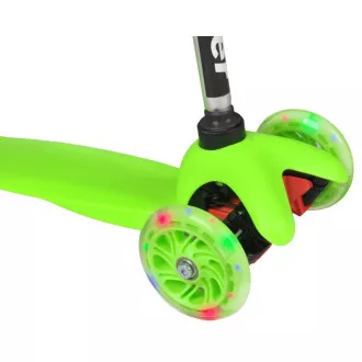 MINI SCOOTER trójkołowa hulajnoga ze świecącymi kołami, zielona