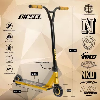 Hulajnoga Freestyle NKD Diesel, złota Hulajnoga Freestyle NKD Diesel, złota