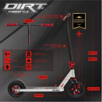 Składana hulajnoga Story Dirt Freestyle Scooter, czarna Składana hulajnoga Story Dirt Freestyle Scooter, czarna