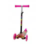 Hulajnoga trójkołowa MAXI SCOOTER ze świecącymi kółkami, BONBON, różowa