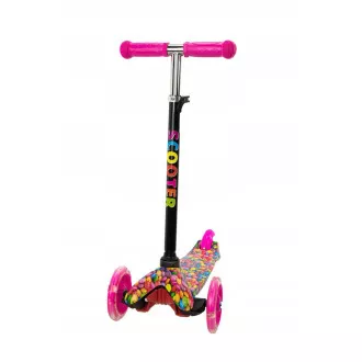 Hulajnoga trójkołowa MAXI SCOOTER ze świecącymi kółkami, BONBON, różowa Hulajnoga trójkołowa MAXI SCOOTER ze świecącymi kółkami, BONBON, różowa