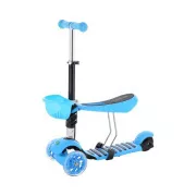 MINI SCOOTER 2w1 trójkołowa hulajnoga z kołami LED, niebieska