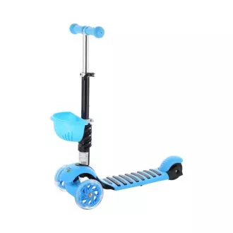 MINI SCOOTER 2w1 trójkołowa hulajnoga z kołami LED, niebieska MINI SCOOTER 2w1 trójkołowa hulajnoga z kołami LED, niebieska