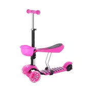 Hulajnoga trójkołowa MINI SCOOTER 2w1 z kółkami LED, różowa