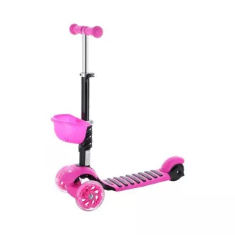 Hulajnoga trójkołowa MINI SCOOTER 2w1 z kółkami LED, różowa