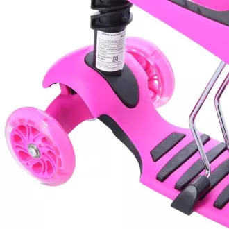 Hulajnoga trójkołowa MINI SCOOTER 2w1 z kółkami LED, różowa