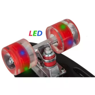 Pennyboard z kółkami LED, 56 cm CZARNY/CZERWONY
