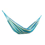 Składany hamak bawełniany, zielono-żółto-niebieski, 260x80cm