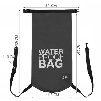 Wodoodporny suchy worek 30 l, czarny