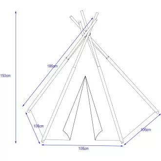 Namiot dziecięcy Teepee INDIANS, wymiary 106x106x150cm