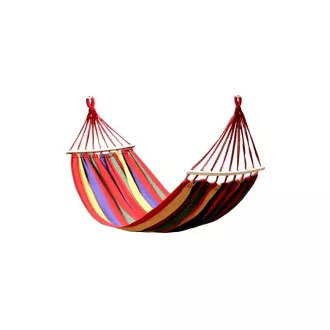Hamak bawełniany 270x80cm, dla jednej osoby, nośność 130kg, czerwono-pomarańczowy