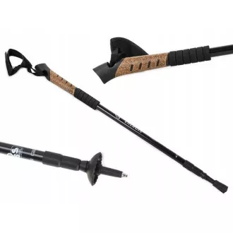 Kije trekkingowe Nordic Walking z korkową rączką, 135 cm, 2 szt., czarne