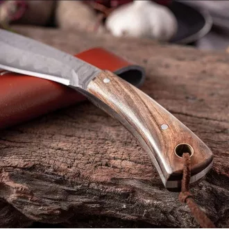 Nóż turystyczny ze zdobionym ostrzem KUKRI, 19 cm