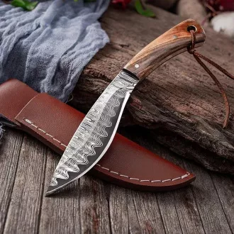 Nóż turystyczny ze zdobionym ostrzem KUKRI, 19 cm