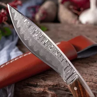 Nóż turystyczny ze zdobionym ostrzem KUKRI, 19 cm