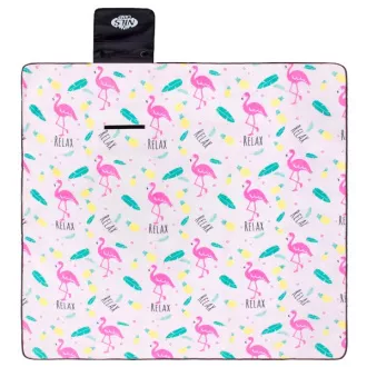 Koc piknikowy 200x200 PINK FLAMINGO