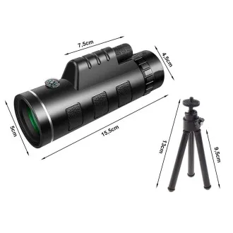 Monokular 40x60 lornetka turystyczna ze statywem do telefonu GENETIC-OPTIC - Używany