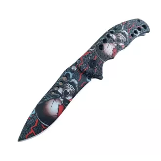 Składany nóż taktyczny SKULL 20 cm, czerwony