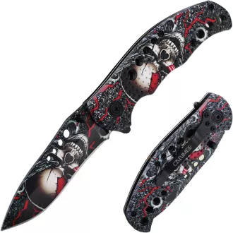 Składany nóż taktyczny SKULL 20 cm, czerwony