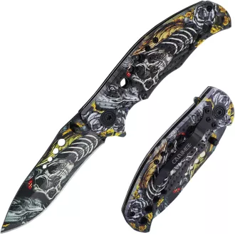 Składany nóż taktyczny SKULL 20 cm, czerwony