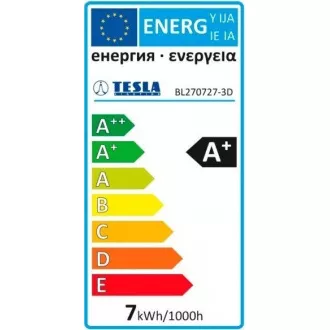 TESLA - LED BL270727-3D, żarówka CRYSTAL RETRO BULB, E27, 7W, 230V, 835lm, 15 000h, 2700K , 360