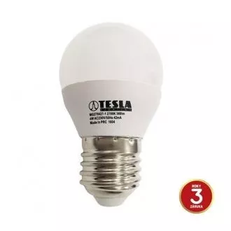 TESLA - LED MG270427-1, mini ŻARÓWKA E27, 4W, 230V, 320lm, 15 000h, 2700K ciepła biel, 180°. TESLA - LED MG270427-1, mini ŻARÓWKA E27, 4W, 230V, 320lm, 15 000h, 2700K ciepła biel, 180°.