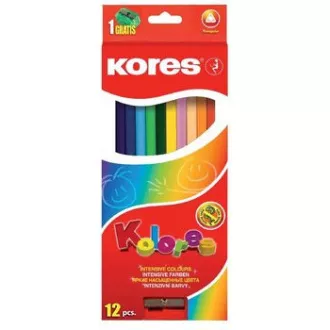 Potrójne kredki Kores. 12 sztuk + temperówka Potrójne kredki Kores. 12 sztuk + temperówka
