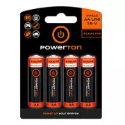 Bateria alkaliczna, AA, 1,5 V, Powerton, blister, opakowanie 4 szt.