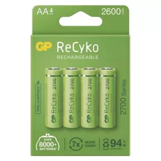 Akumulator AA (HR6), 1,2 V, 2600 mAh, GP, pudełko papierowe, opakowanie 4 sztuki, ReCyko