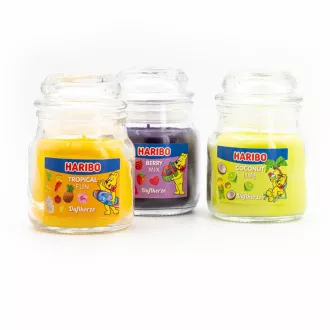 opakowanie - zestaw świeczek Haribo Berry Mix/Coconut Lime/Tropical Fun 3 x 85 g opakowanie - zestaw świeczek Haribo Berry Mix/Coconut Lime/Tropical Fun 3 x 85 g