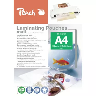 Folia do laminacji PEACH A4 (216x303mm), 80mic, matowa, 100szt. Folia do laminacji PEACH A4 (216x303mm), 80mic, matowa, 100szt.
