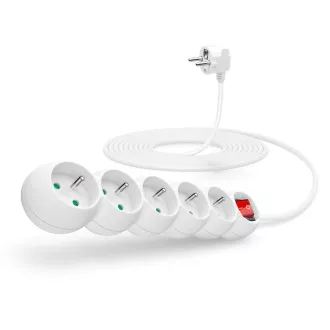 Przedłużacz CONNECT IT 230 V, 5 gniazd, 5 m, z wyłącznikiem (biały) Przedłużacz CONNECT IT 230 V, 5 gniazd, 5 m, z wyłącznikiem (biały)