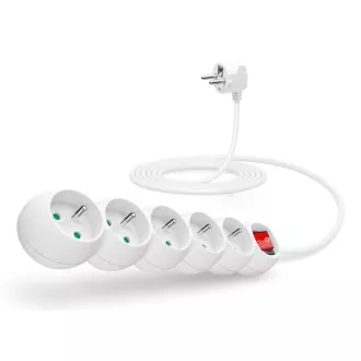 Przedłużacz CONNECT IT 230 V, 5 gniazd, 3 m, z wyłącznikiem (biały)