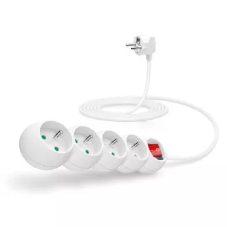 Przedłużacz CONNECT IT 230 V, 4 gniazda, 3 m, z wyłącznikiem (biały) Przedłużacz CONNECT IT 230 V, 4 gniazda, 3 m, z wyłącznikiem (biały)