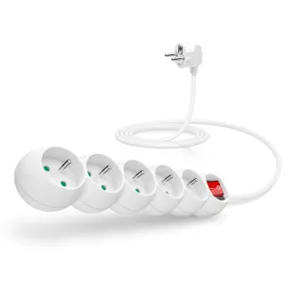 Przedłużacz CONNECT IT 230 V, 5 gniazd, 2 m, z wyłącznikiem (biały)