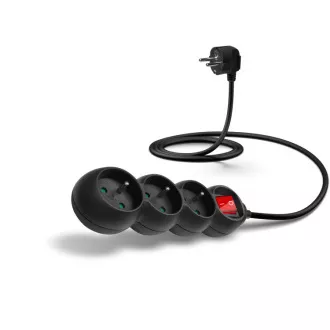 Przedłużacz CONNECT IT 230 V, 3 gniazda, 1,5 m, z wyłącznikiem (czarny)