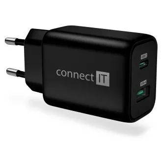 CONNECT IT Wanderer2 GaN adapter ładowania 1×USB-C 1xUSB-A, 33W PD, CZARNY CONNECT IT Wanderer2 GaN adapter ładowania 1×USB-C 1xUSB-A, 33W PD, CZARNY