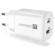 CONNECT IT Wanderer2 GaN adapter ładowania 1×USB-C   1xUSB-A, 33W PD, BIAŁY