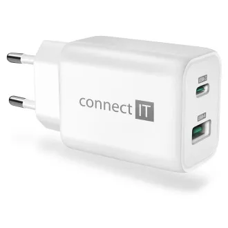 CONNECT IT Wanderer2 GaN adapter ładowania 1×USB-C   1xUSB-A, 33W PD, BIAŁY