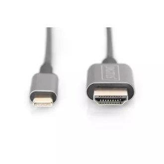Adapter kabla Digitus USB-C do HDMI, 1,8 m 4K/30 Hz, czarny, metalowa obudowa