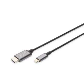 Adapter kabla Digitus USB-C do HDMI, 1,8 m 4K/30 Hz, czarny, metalowa obudowa