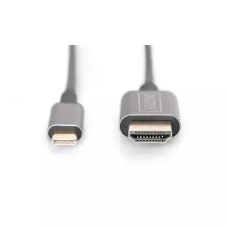 Adapter kabla Digitus USB-C do HDMI, 1,8 m 4K/30 Hz, czarny, metalowa obudowa