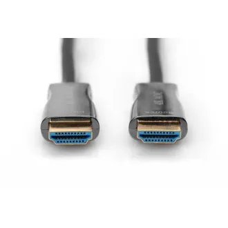 Kabel połączeniowy Digitus AOC HDMI z włóknem hybrydowym, typ A M/M, 10 m, UHD 4K@60 Hz, CE, złoty, czarny