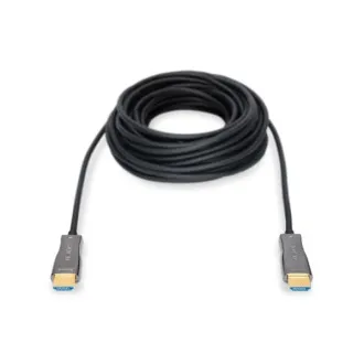 Kabel połączeniowy Digitus AOC HDMI z włóknem hybrydowym, typ A M/M, 10 m, UHD 4K@60 Hz, CE, złoty, czarny