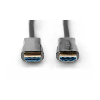 Kabel połączeniowy Digitus AOC HDMI z włóknem hybrydowym, typ A M/M, 10 m, UHD 4K@60 Hz, CE, złoty, czarny