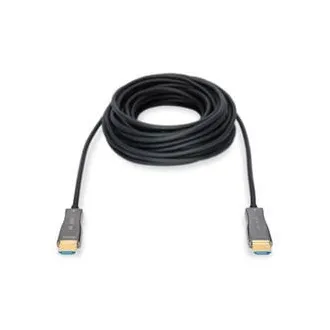 Kabel połączeniowy Digitus AOC HDMI z włóknem hybrydowym, typ A M/M, 10 m, UHD 4K@60 Hz, CE, złoty, czarny
