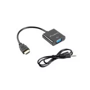 LANBERG Adapter HDMI (M) do VGA (F)   kabel Minijack 3,5 mm (F) 20 cm
